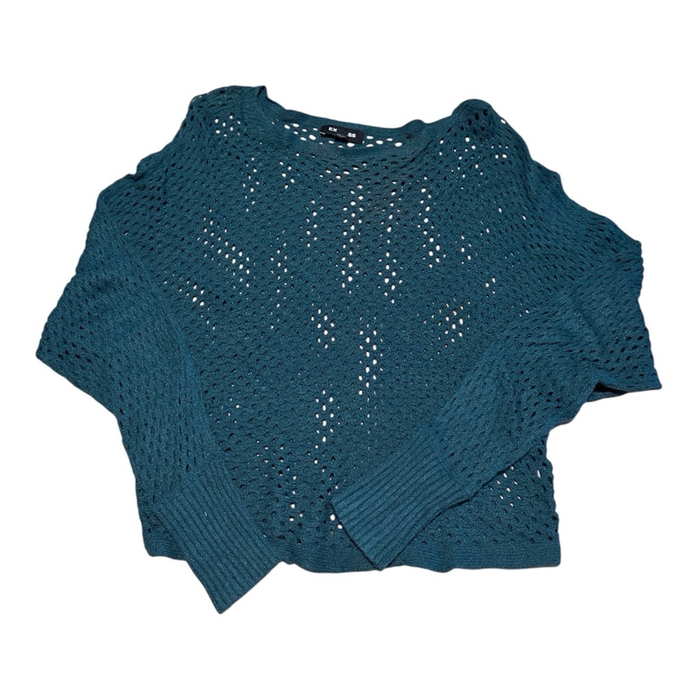 Express Emerald Green Open-Knit Crewneck Sweater Cover-Up Size Small